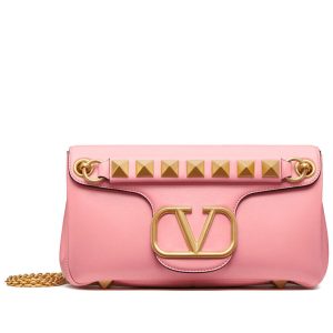 Valentino Stud Sign Nappa Shoulder Bag Pink