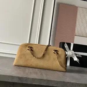 Chanel Vintage Suede Bowling Hobo Bag 32cm