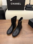 Chanel Ankle Leather Flat Boots