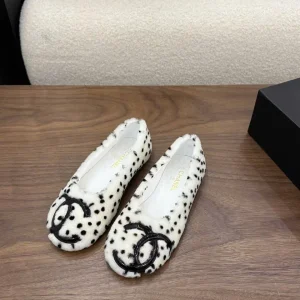 Chanel Coco Shearling Ballet Flat Shoes