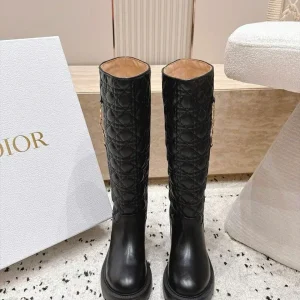 Dior Cannage Charm Chain Leather Long Boot