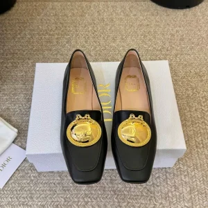 Dior Médaillon Buckle Loafer Black Lambskin Women's Shoes