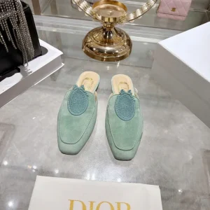 Dior Médaillon Mule Khaki Suede Goatskin