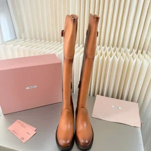 Miu Miu Foule Leather Cowboy Long Boot