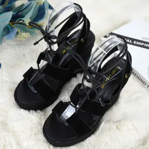 Saint Laurent Raffia Wedges Sandal 12cm